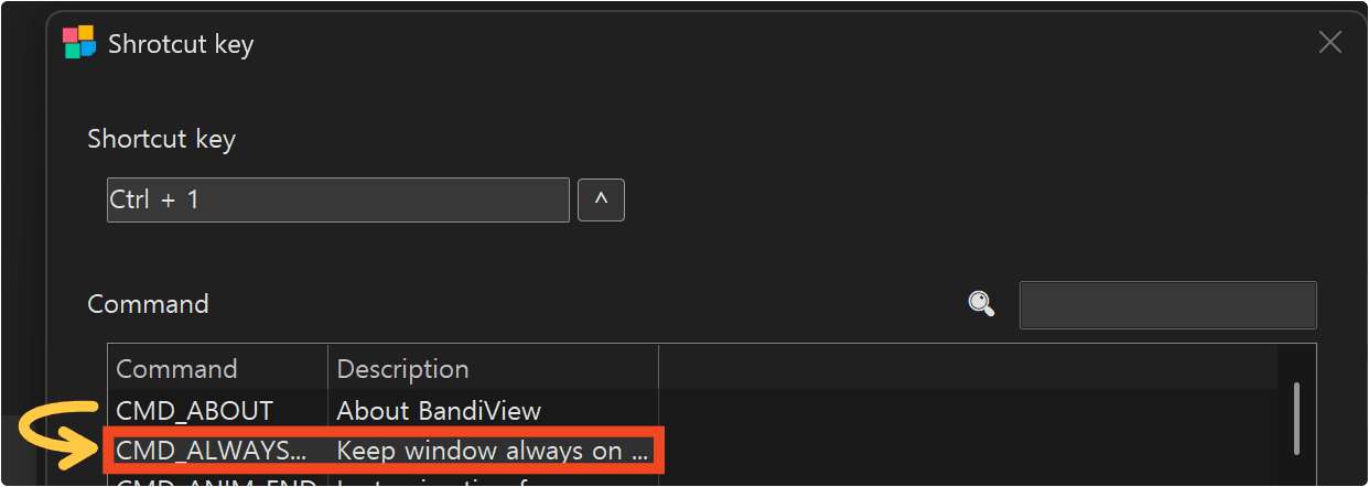 Selecting Keep window always on top